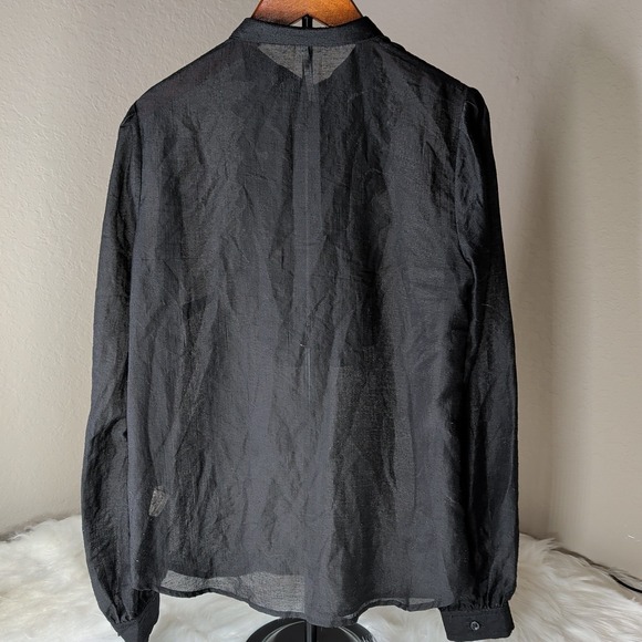 Free People Women's Black Ruffle Front Sheer Popover Top in Size XS - Picture 2 of 5
